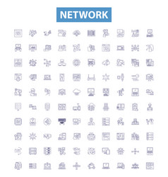 Network Line Icons Signs Set Technology