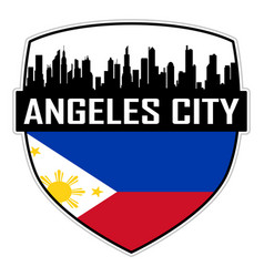 Angeles City Skyline Silhouette Philippines Flag