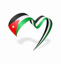 Jordanian Flag Heart Shaped Ribbon