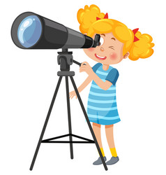 A Girl Looking Through Telescope