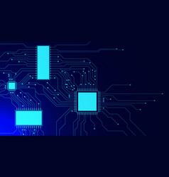 Blue Circuit Board With Microchip Processor