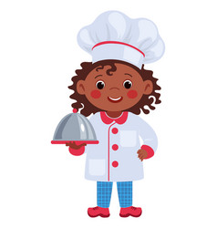 Cartoon Girl With Serving Plate Kid Chef