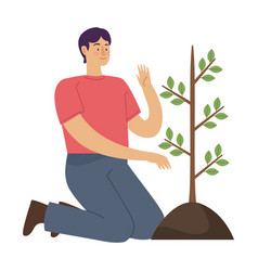 Ecologist Man Planting Tree