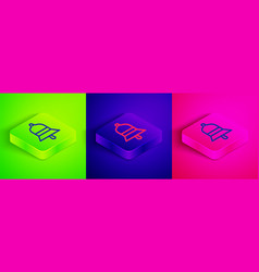 Isometric Line Train Station Bell Icon Isolated On