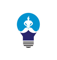 Mustache Genie Lightbulb Shape Logo Design