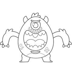 Outlined Angry Monster Cartoon Character