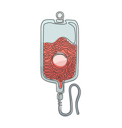 Single One Line Drawing Infuse Icon Blood Bag Iv