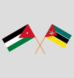 Crossed Flags Of Jordan And Mozambique Official