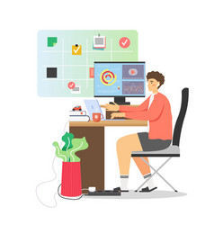 Freelancer Working From Home Flat