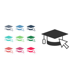 Black Graduation Cap With Cursor Icon Isolated