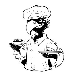 A Bald Eagle Chef Holding A Plate Of Food