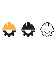 Construction Helmet On The Gear Icons Set