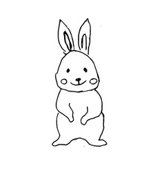 Cute Doodle Bunny Sketch Outline