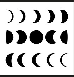 Pack Of Moon Phases Icons Isolated On White