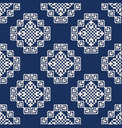 Geometric Blue-white Embroidery Pattern