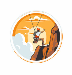 Rock Climber On The Top Of Mountain