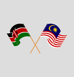 Crossed And Waving Flags Of Kenya And Malaysia