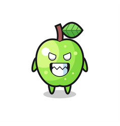 Evil Expression Of The Green Apple Cute Mascot