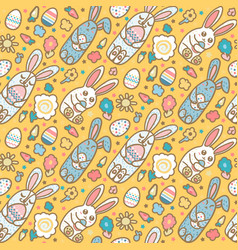 Happy Easter Rabbit Funny Seamless Pattern