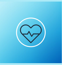 Line Heart Rate Icon Isolated On Blue Background