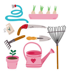 Set Of Garden Tools Icons Doodle Gardening