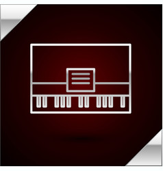 Silver Line Piano Icon Isolated On Dark Red