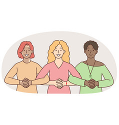 Smiling Multiracial Women Show Unity