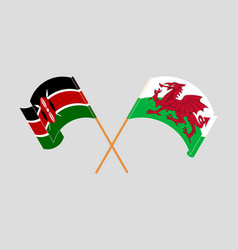 Crossed And Waving Flags Of Kenya And Wales