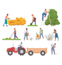 Farm Worker Cartoon Character In Garden Isolated