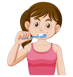 Puberty Girl Brushing Her Teeth