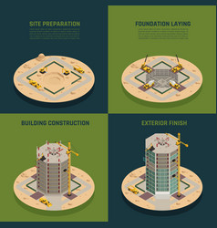 Skyscraper construction isometric flowchart Vector Image