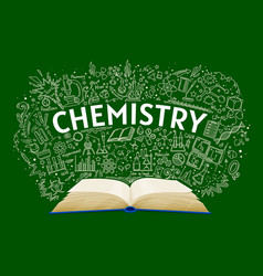 Chemistry Textbook On School Chalkboard Background