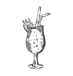 Cocktail Drink Hand Engraving Isolated