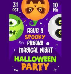 Halloween Party Flyer With Holiday Monster Heads