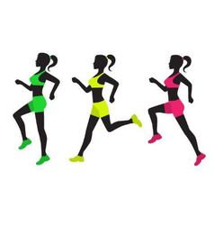 Three Silhouettes Of Running Women