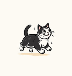 Cute Cartoon Black And White Cat Isolated On