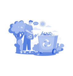 Man Picking Up Trash Concept On A White Background