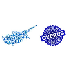 People Composition Of Mosaic Map Of Cyprus Island