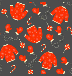 Winter Seamless Pattern With Knitted Red Jumpers