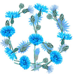 A Peace Sign Laid Out Of Cornflowers