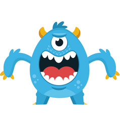 Angry Blue Monster Cartoon Character