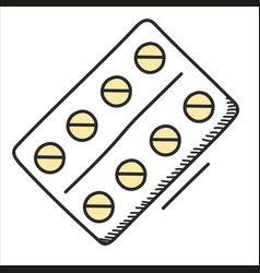 Pills In Blister Doodle Icon Isolated