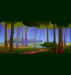 Rain Weather In Forest Cartoon Background