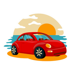 Summer Background With Auto Sea Beach Concept