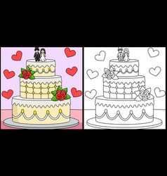 Wedding Cake Coloring Page Colored