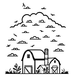 House Clipart Of A Farm Spring Sketch