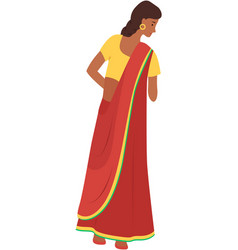 Young Cartoon Style Indian Woman In Traditional