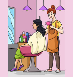 Hair Dresser Colored Cartoon