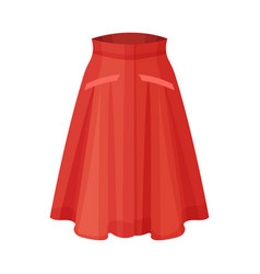 Midi Red Flared Skirt With Pleats Isolated