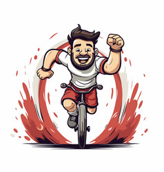 A Happy Man Riding Bicycle On White Background